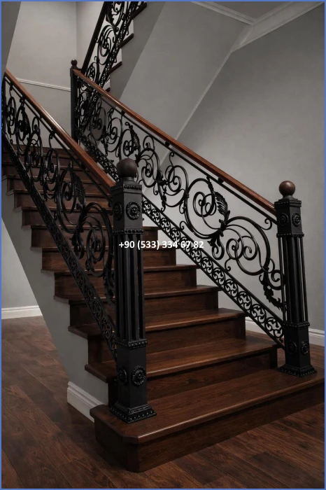 MERDİVEN KORKULUKLARI- MERDİVEN KORKULUK TASARIMI- FERFORJE MERDİVEN KORKULUK MODELLERİ dek8409